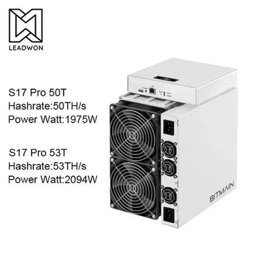 82dB Antminer S17 pro 50T 53T di seconda mano con il fan doppio del cilindro