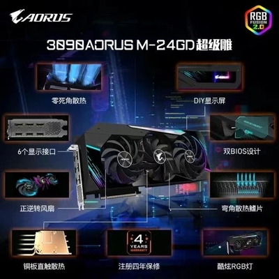 GIGABYTE Aorus GeForce RTX 3090 di 24g ETH 10496 CUDA 1785MHz DirectX 12